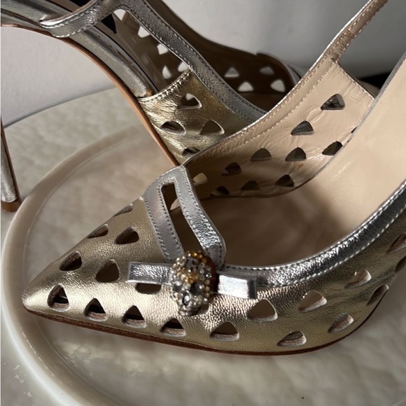 John Richmond Silver Stiletto Heels with Cutout Design - Picture 4 of 7